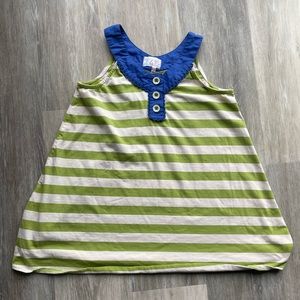 Matilda Jane Adventure Begins Green & Cream Stripe tank size 12 Buttons